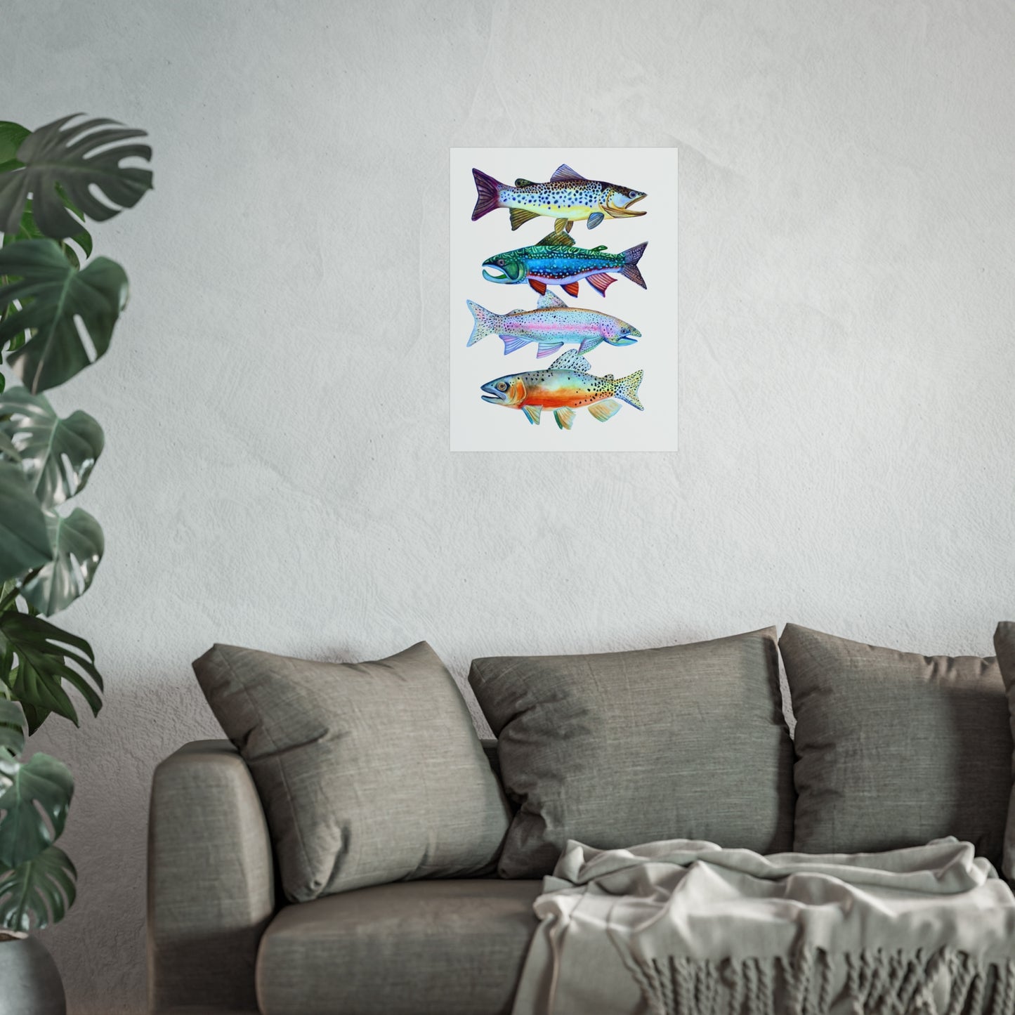Giclée Art Print - Colorful Trout Illustration (Watercolor Fish Wall Art)