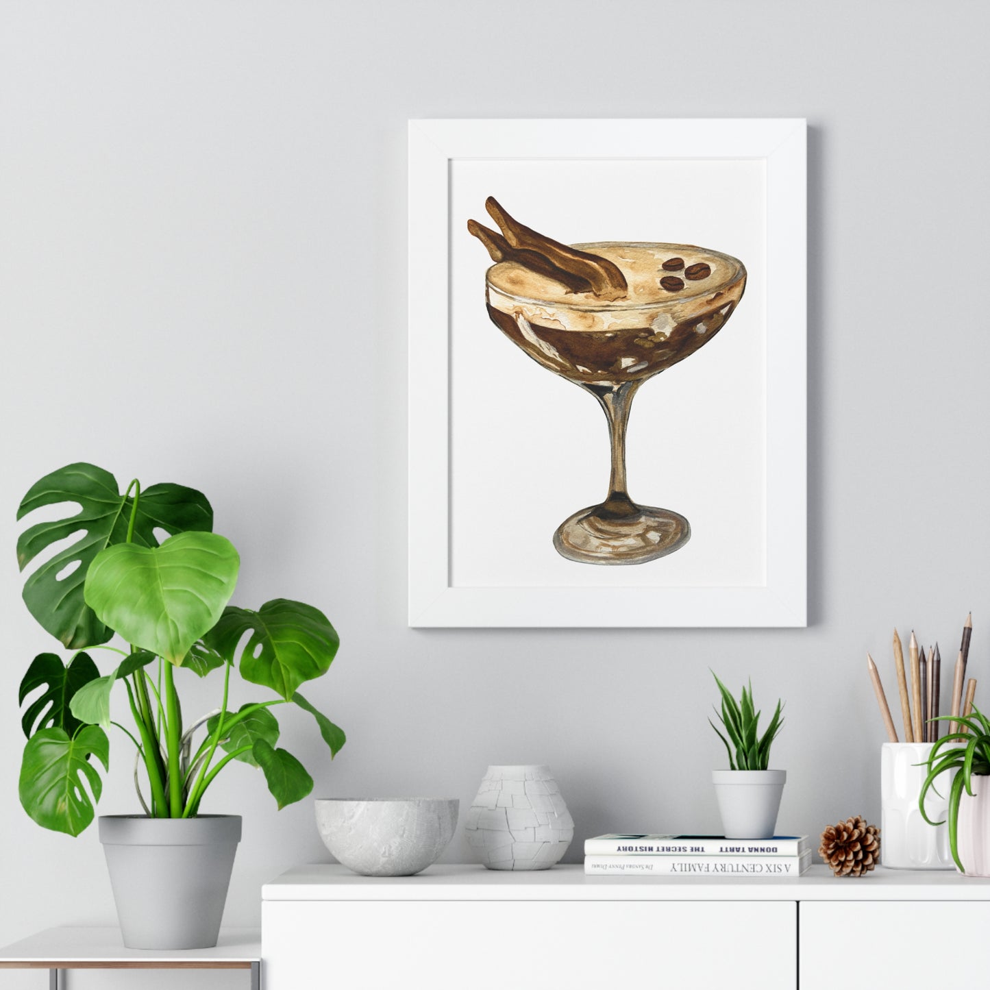 Espresso Martini with Legs Art Print — Framed