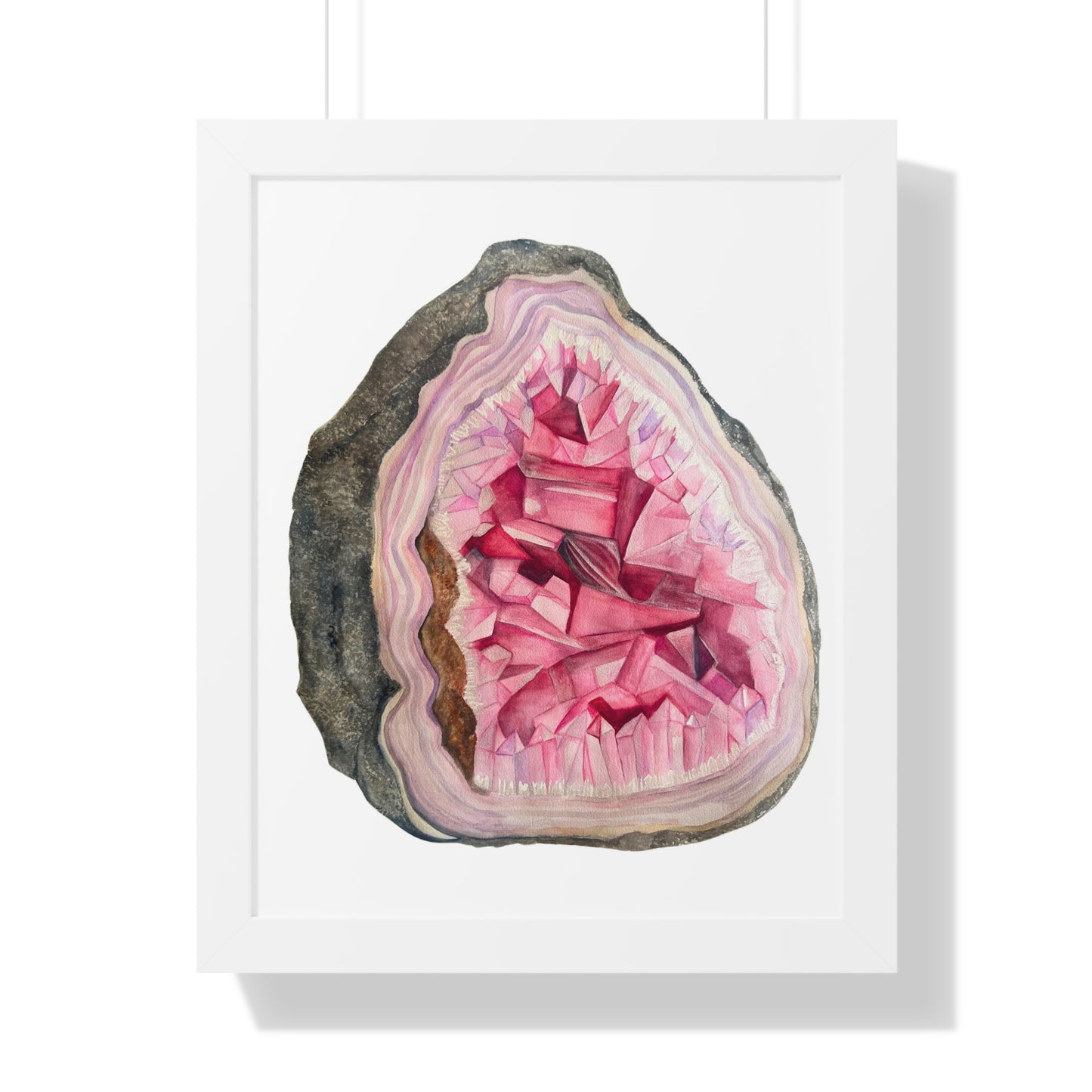 Pink Geode Art Print — Framed Print