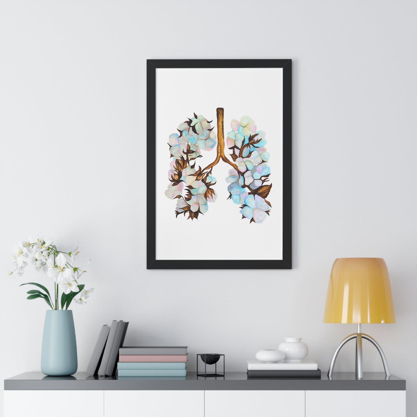 Framed Print- Botanical Lungs Art Print (Cotton Plant Lung Illustration)