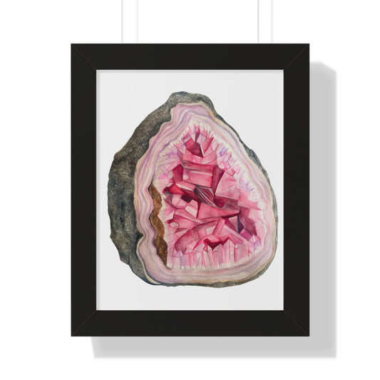Pink Geode Art Print — Framed Print