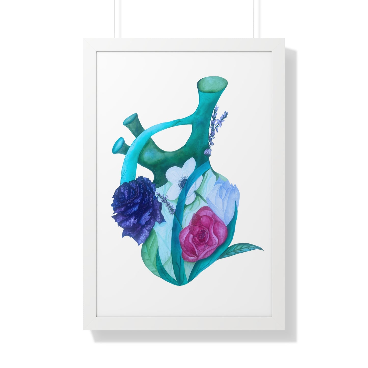 Framed Print — Floral Anatomical Heart Print