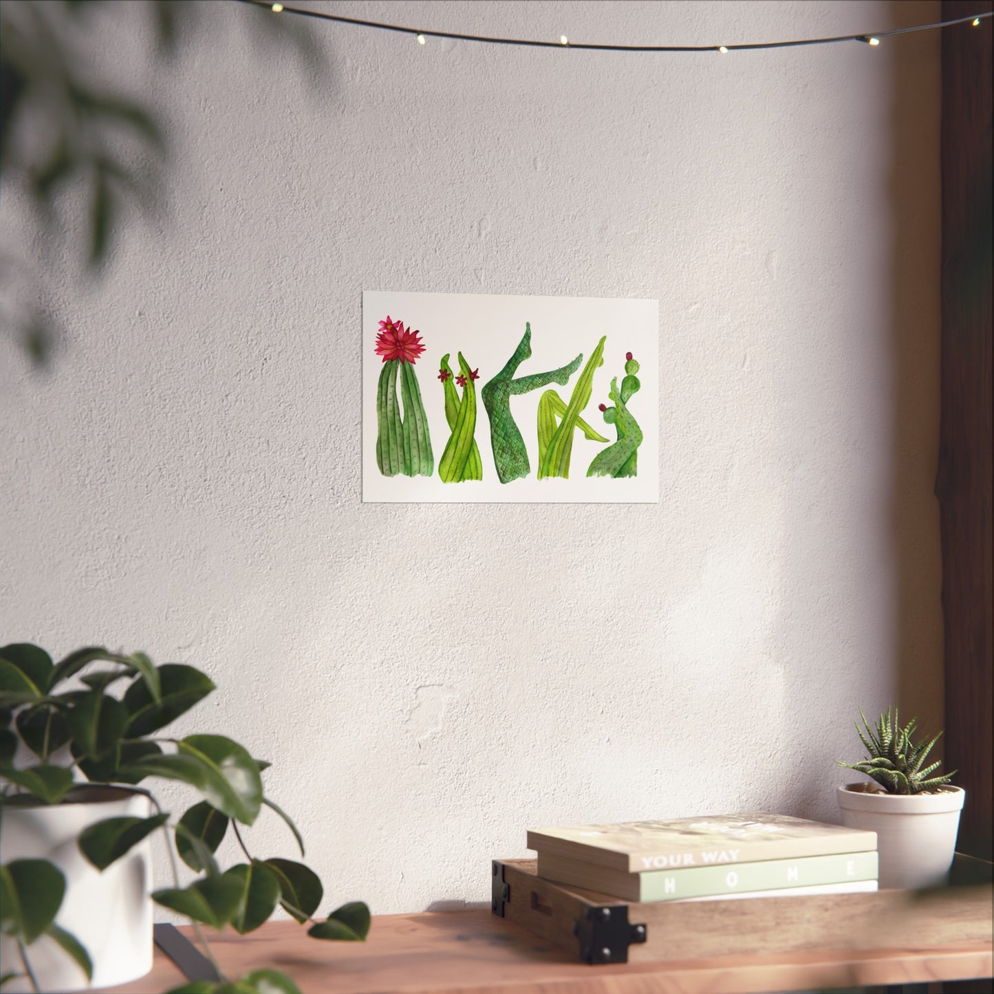 Cactus Legs Watercolor Giclée Art Print — Playful Green Succulent Wall Art