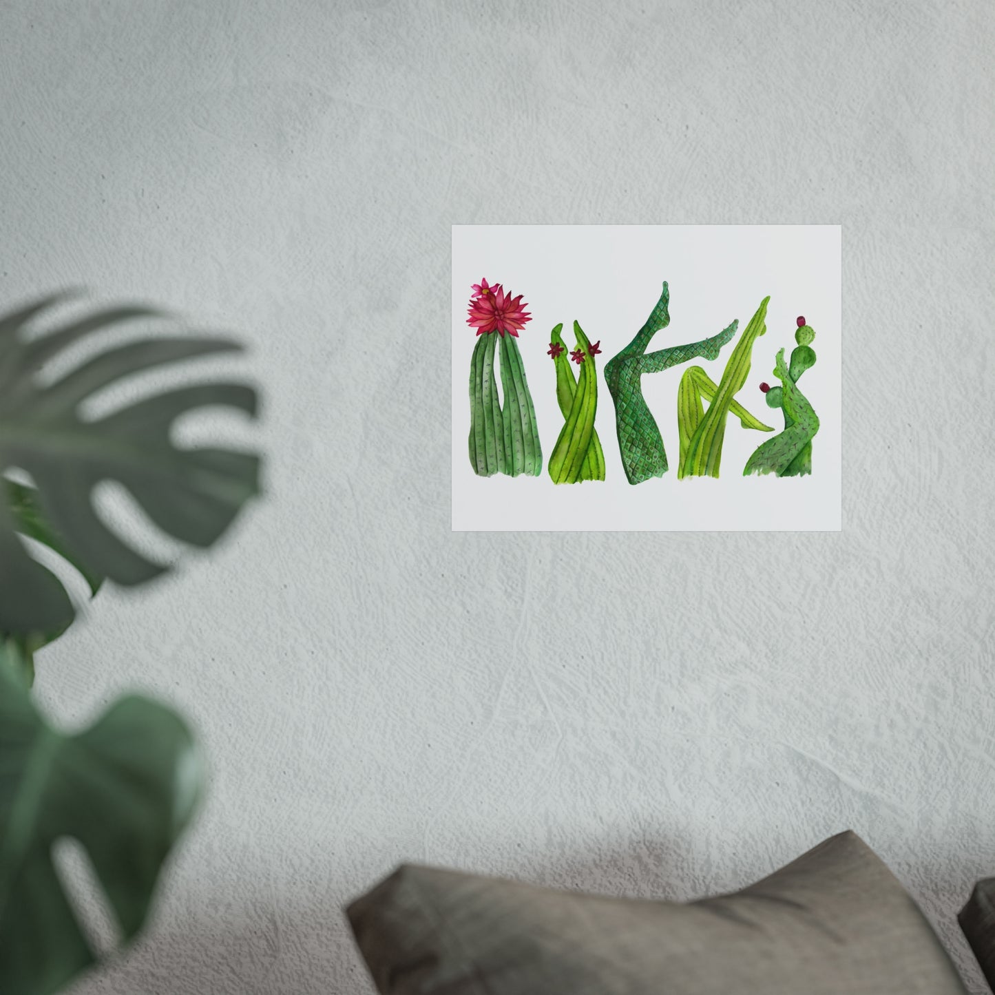 Cactus Legs Watercolor Giclée Art Print — Playful Green Succulent Wall Art