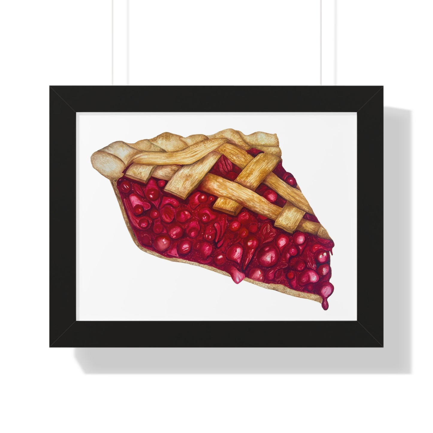 Cherry Pie Slice Framed Print — Watercolor Kitchen Wall Art