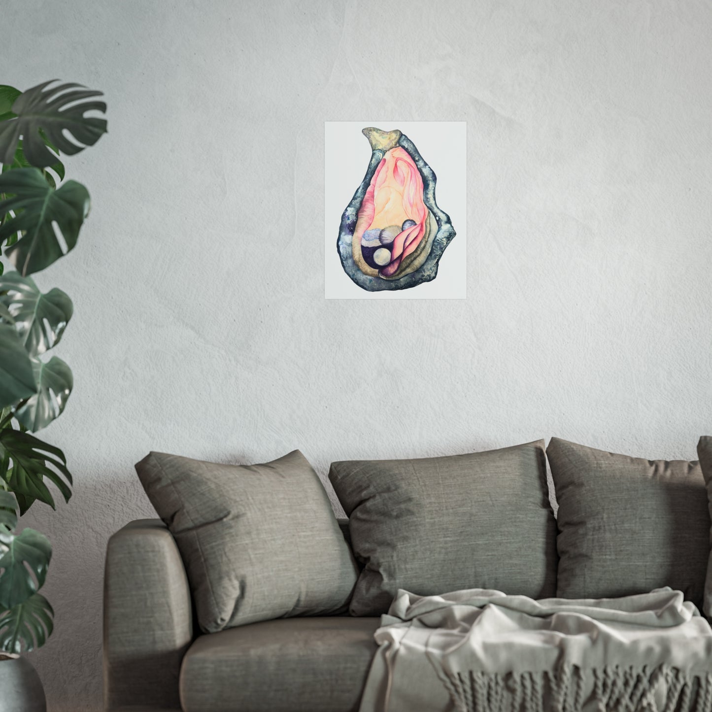 Oyster Shell Giclée Art Print — Watercolor Pearl Illustration