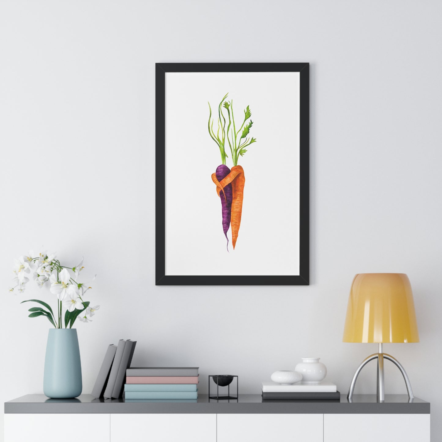 Watercolor Carrot Pair Botanical Art Print — Kitchen & Farmhouse Wall Decor