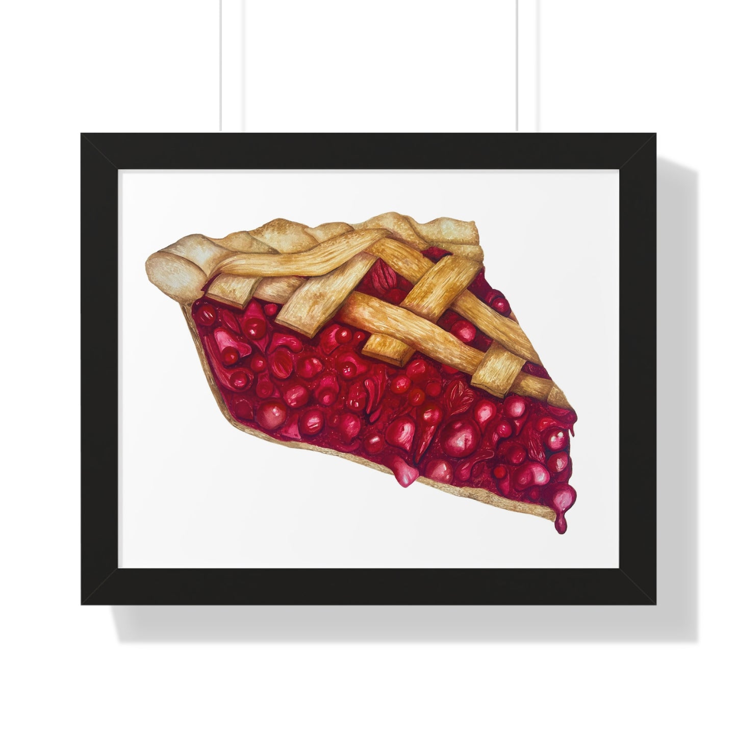 Cherry Pie Slice Framed Print — Watercolor Kitchen Wall Art
