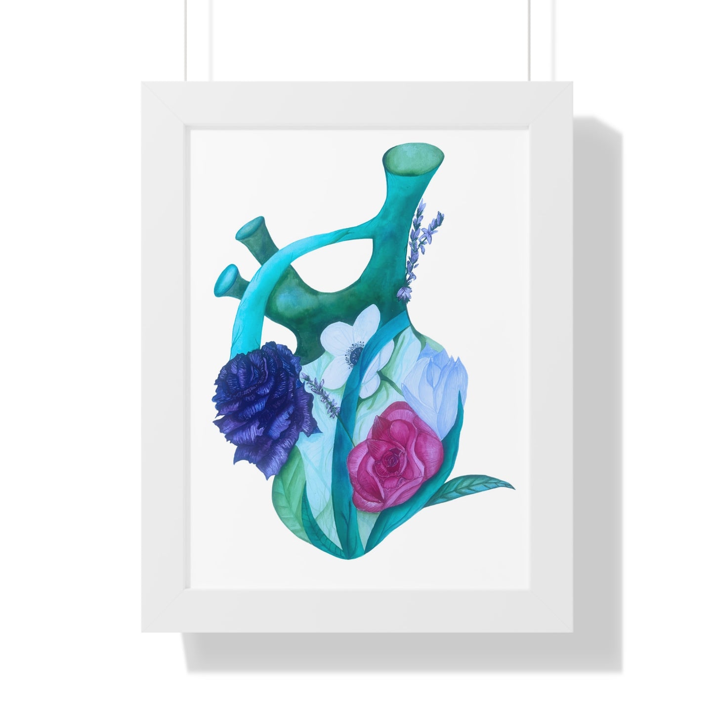 Framed Print — Floral Anatomical Heart Print