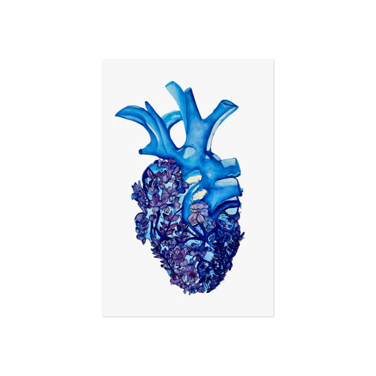 Blue Floral Bluebonnet Heart Giclée Art Print — Botanical Anatomical Wall Art