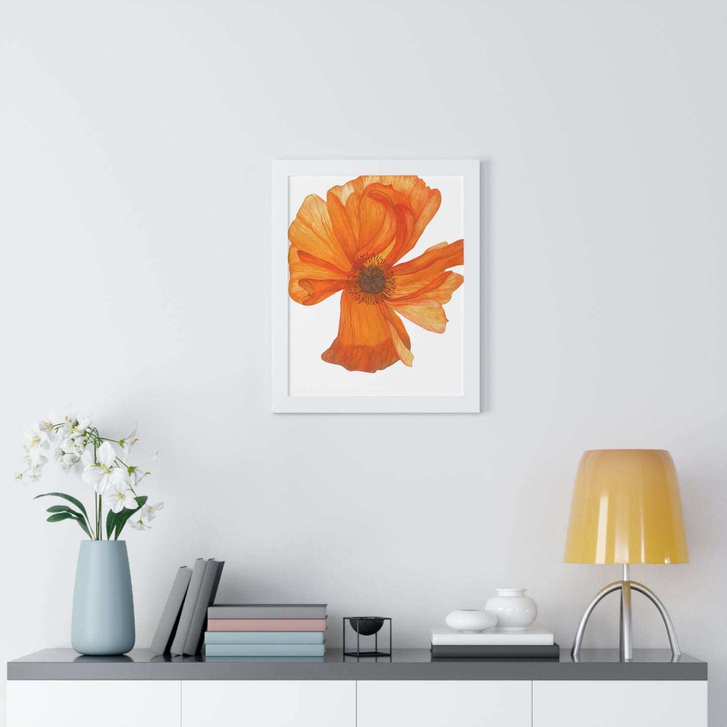Framed Print – Orange Poppy Floral Art Print