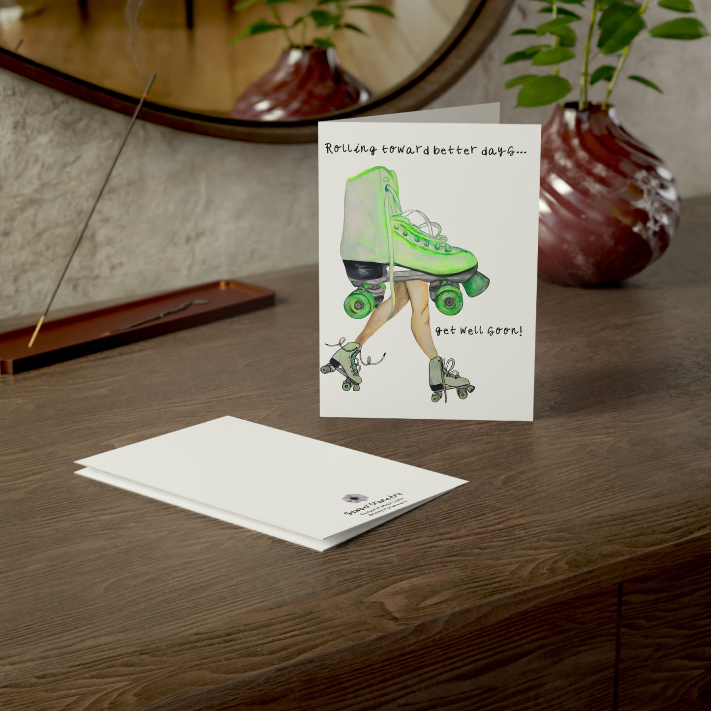 Get Well Card — "Rolling Toward Better Days" Roller Skate Greeting Card (Single & Bulk Packs)