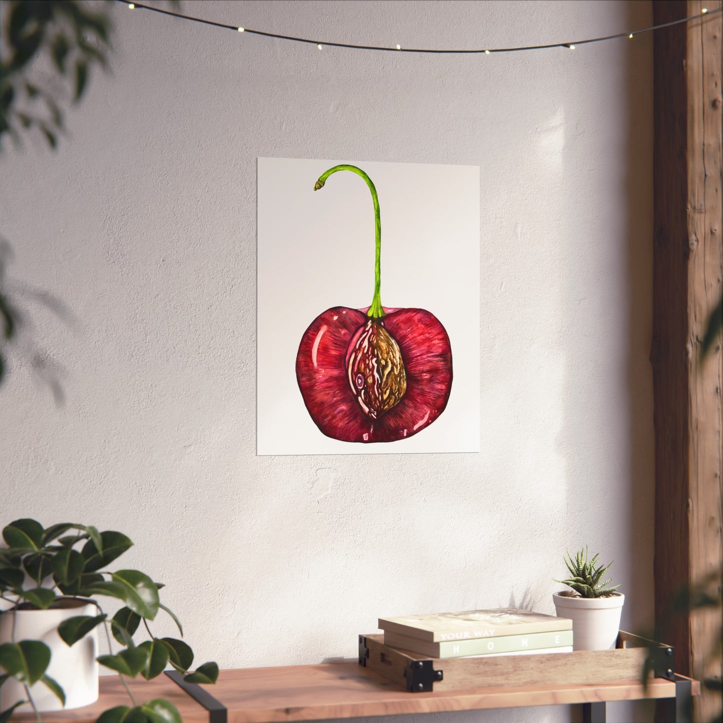 Giclée Art Print — Botanical Cherry Pit Watercolor Print