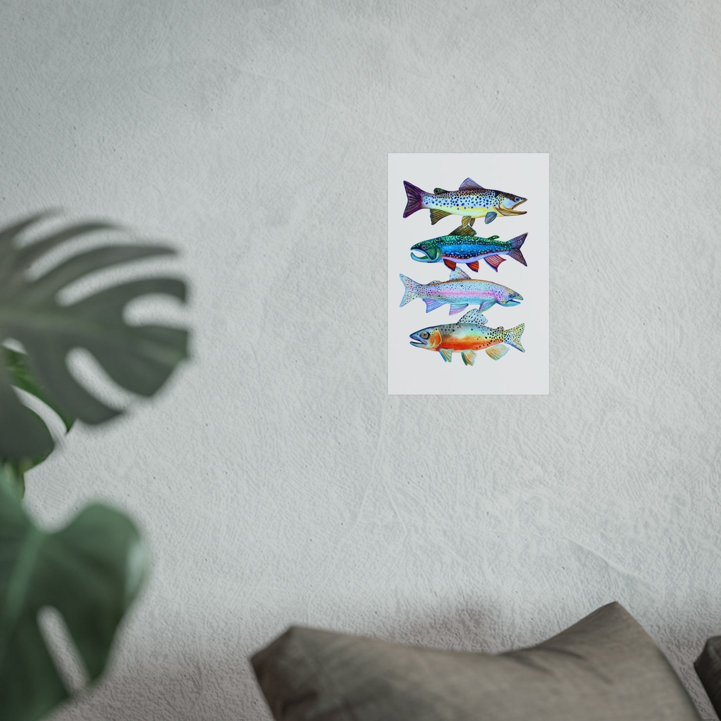 Giclée Art Print - Colorful Trout Illustration (Watercolor Fish Wall Art)