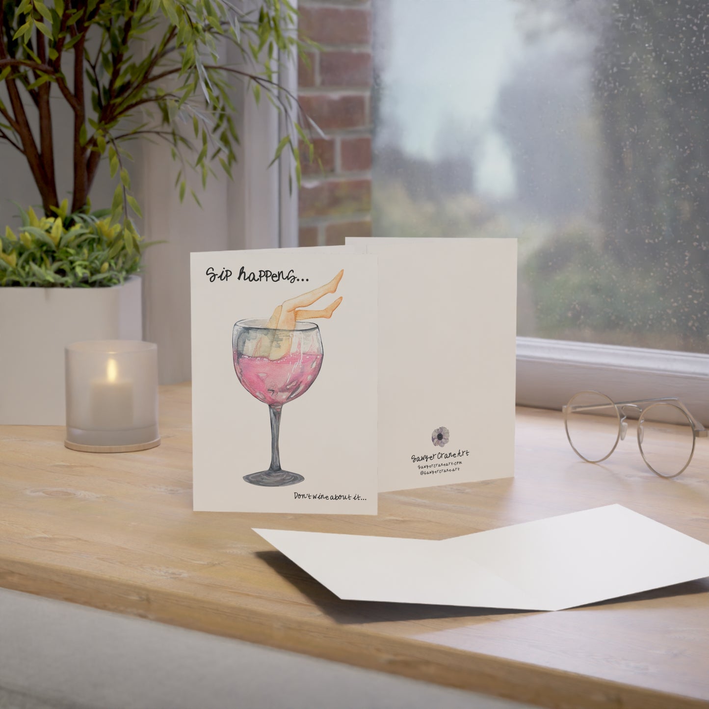 Funny Feminist Wine 'Sip Happens' Greeting Card