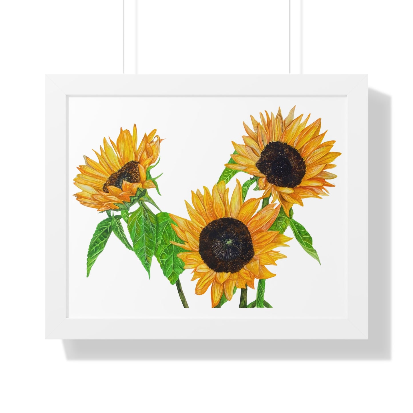 Sunflower Watercolor Framed Print — Bright Botanical Wall Art