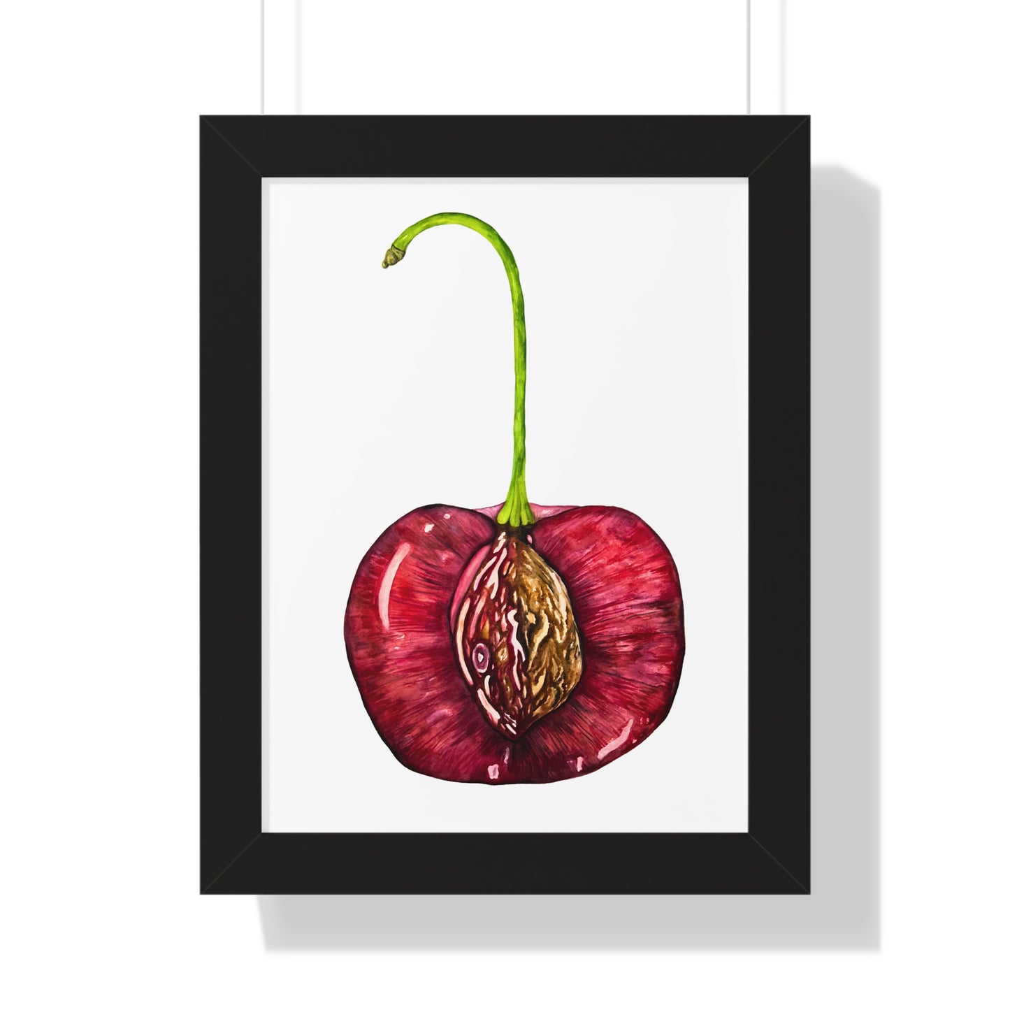 Cherry Pit Watercolor Framed Art Print