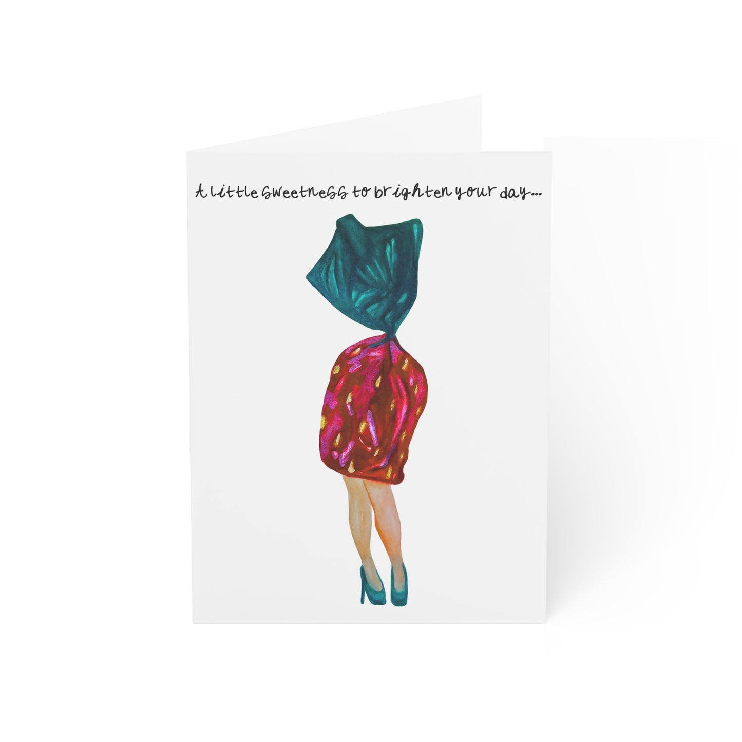 Greeting Card — "A Little Sweetness to Brighten Your Day" Dessert Dress Illustration (1/10/30/50pcs)