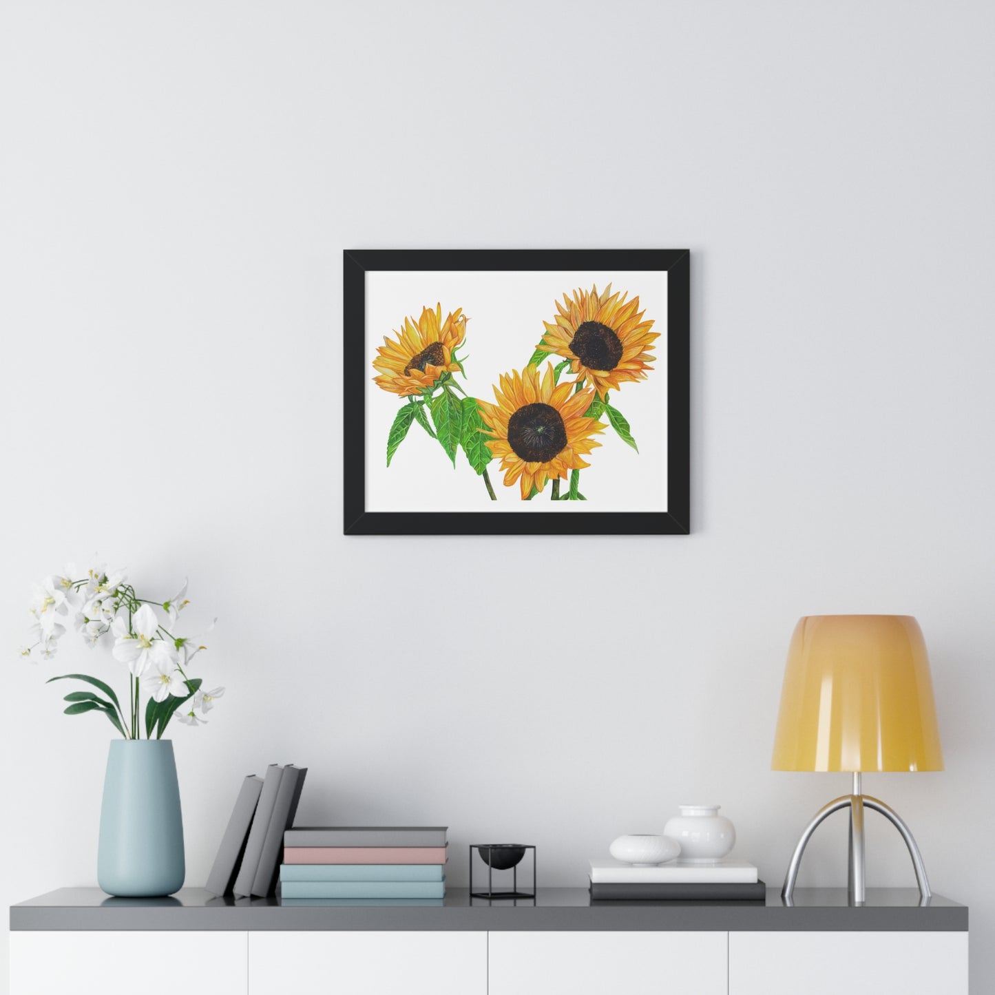 Sunflower Watercolor Framed Print — Bright Botanical Wall Art