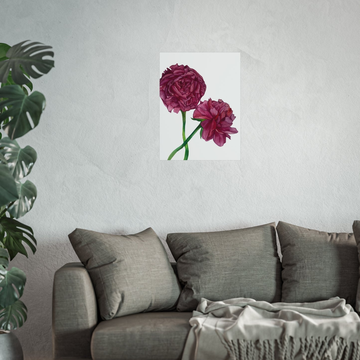 Peony Watercolor Giclée Art Print — Botanical Wall Art, Pink Floral Illustration
