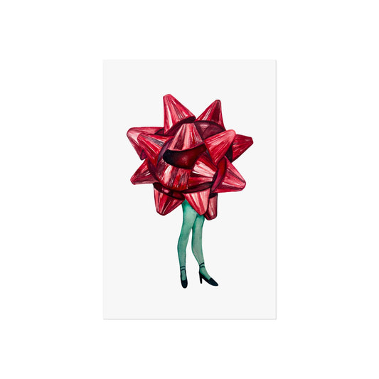Giclée Art Print - Whimsical Gift Bow Woman Illustration