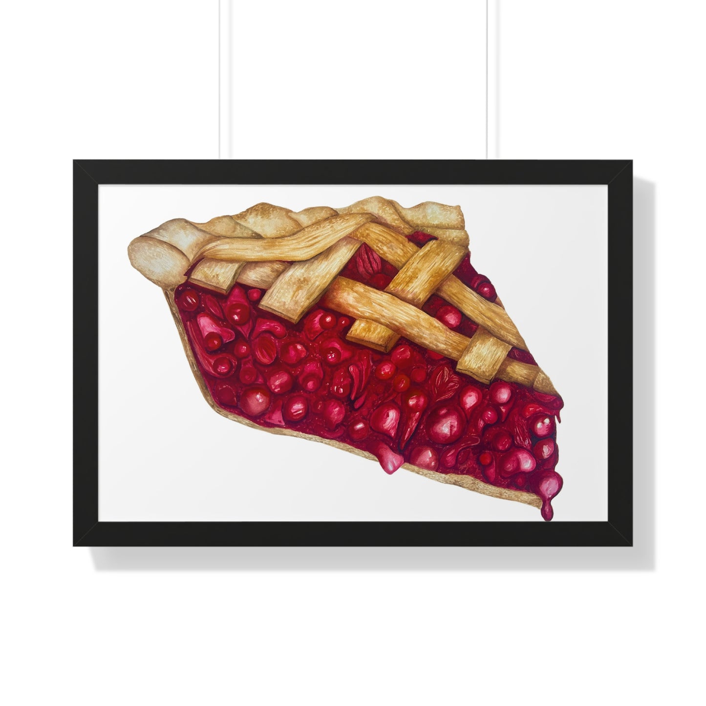 Cherry Pie Slice Framed Print — Watercolor Kitchen Wall Art
