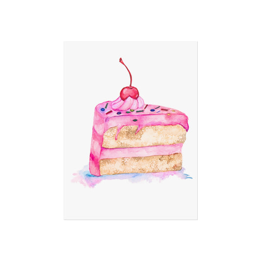 Pink Slice of Cake Giclée Art Print