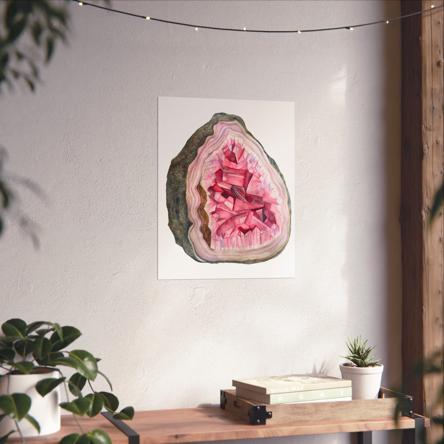Pink Geode Giclée Art Print — Crystal Wall Art for Home Décor