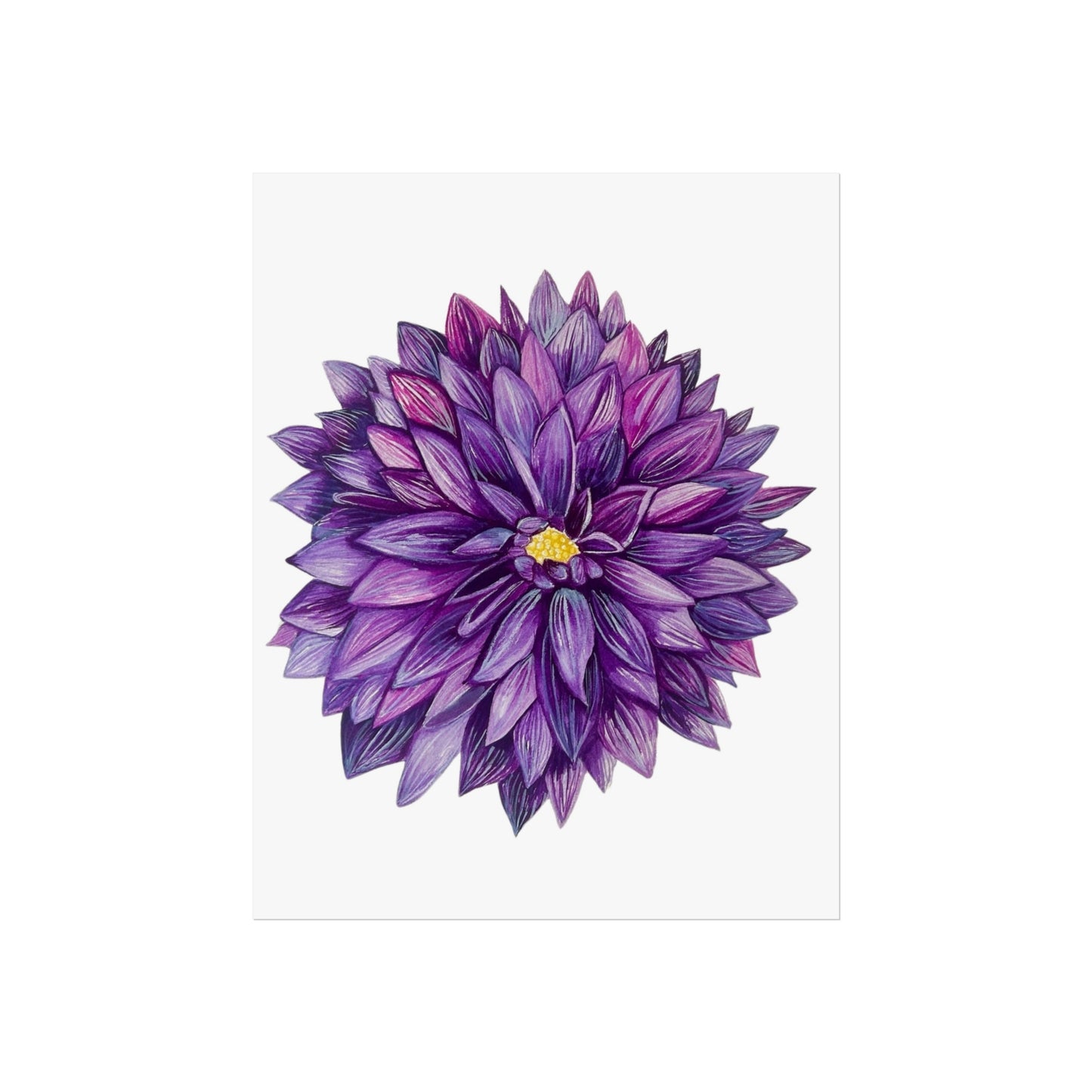 Purple Dahlia Giclée Art Print — Botanical Floral Wall Art