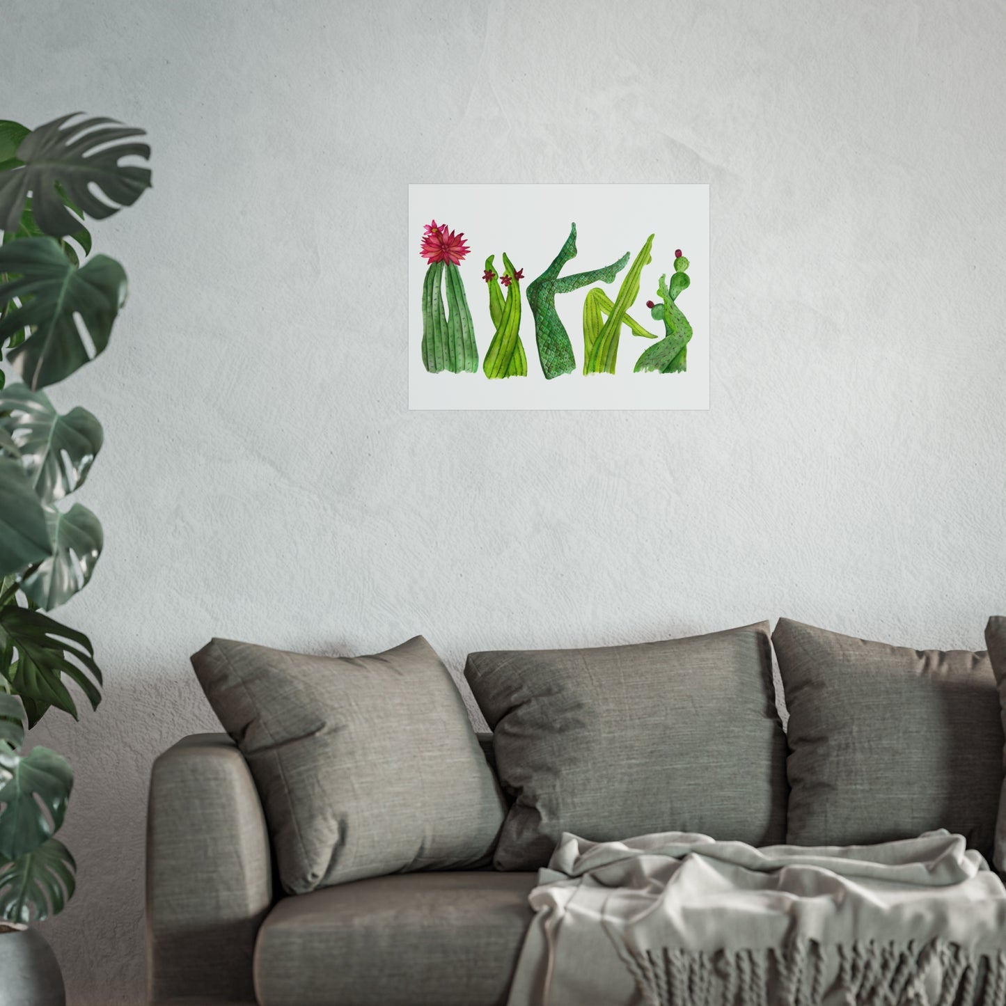 Cactus Legs Watercolor Giclée Art Print — Playful Green Succulent Wall Art