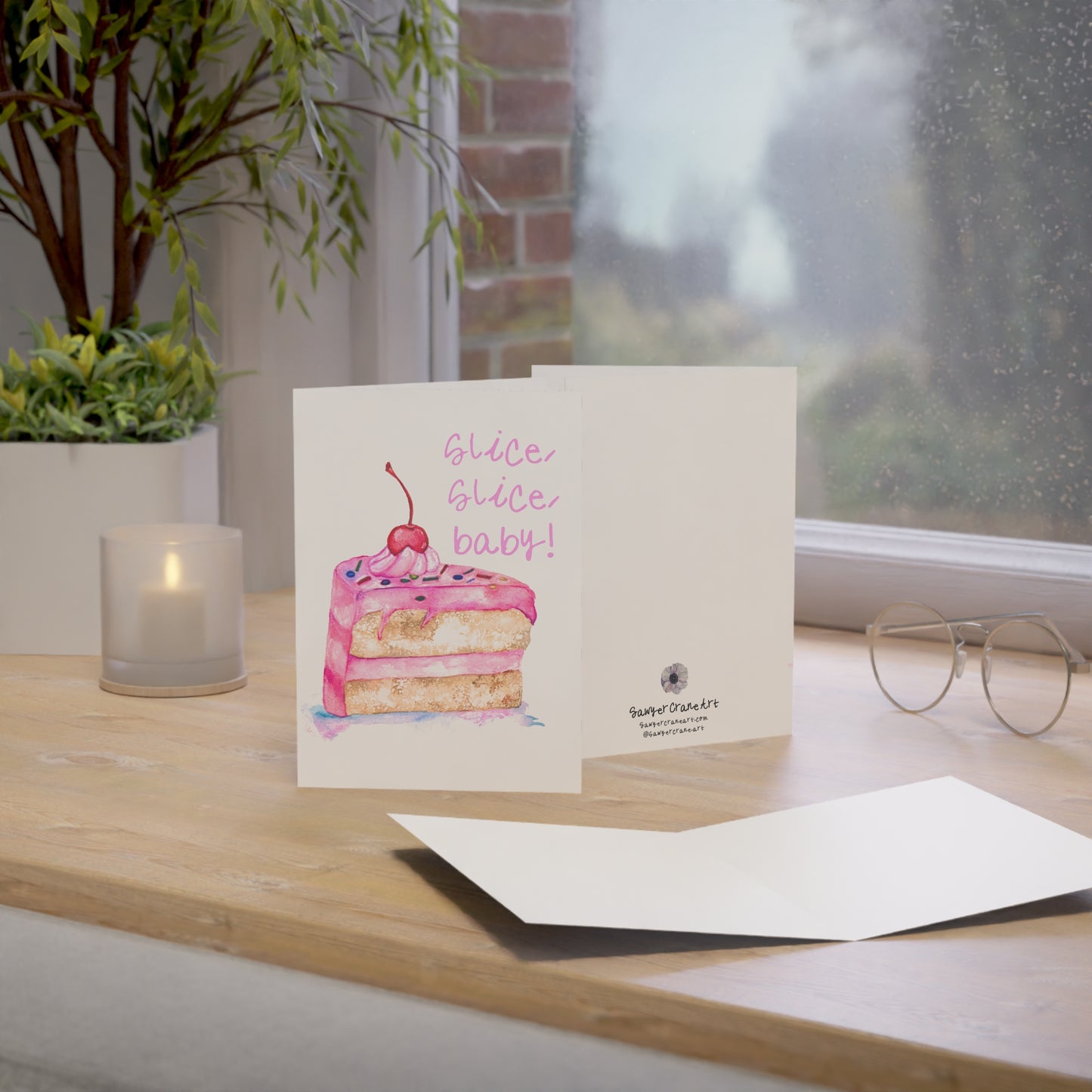Slice, Slice, Baby - Birthday Cake Greeting Card