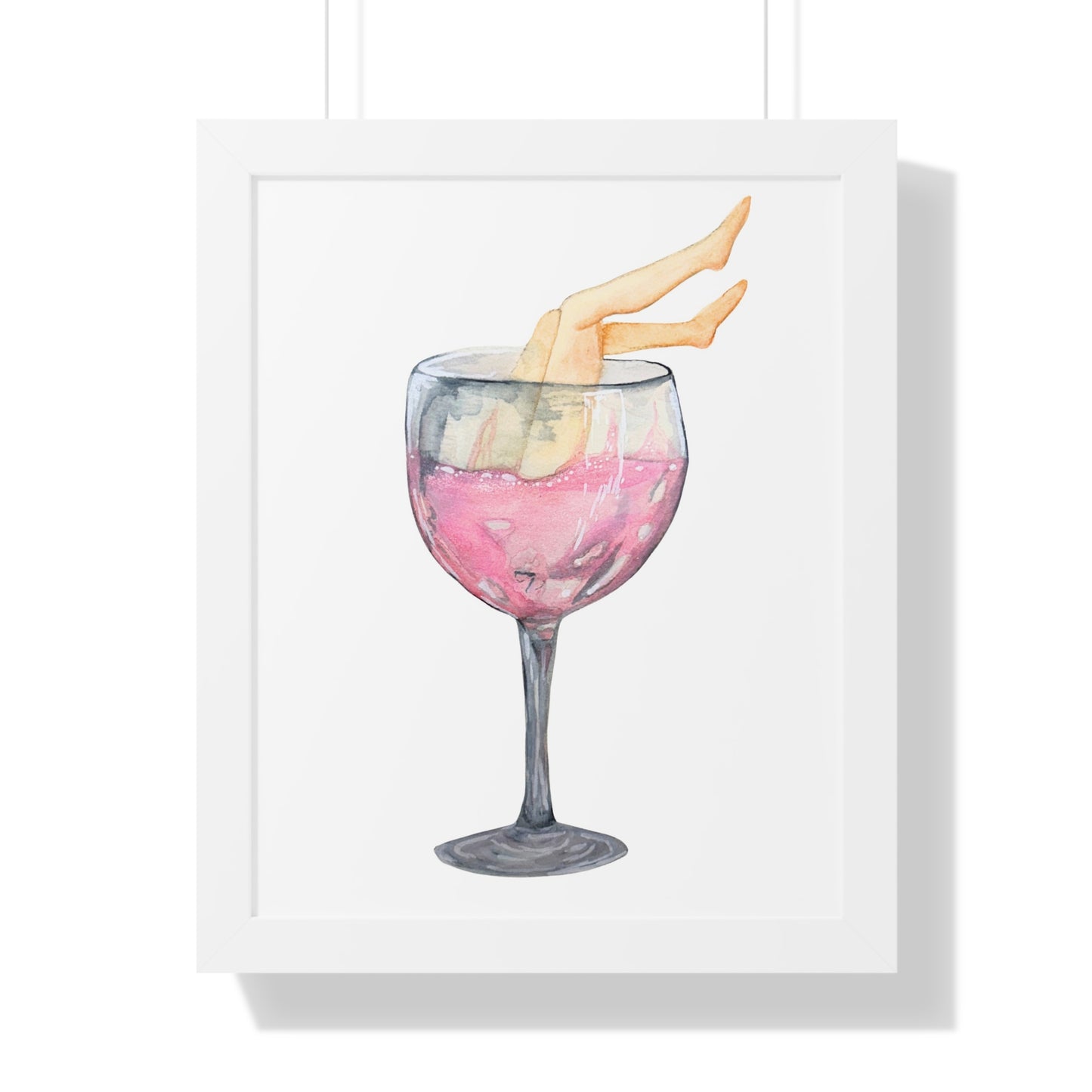 Wine Glass Art Print — Watercolor Cocktail with Legs Framed Print