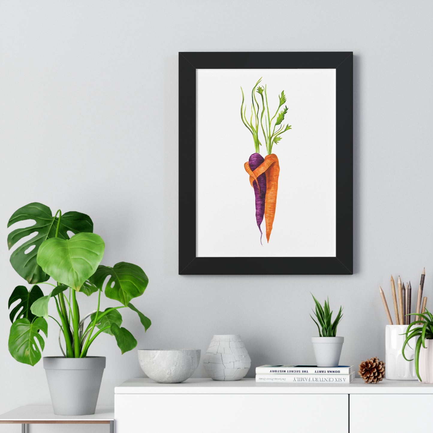 Watercolor Carrot Pair Botanical Art Print — Kitchen & Farmhouse Wall Decor