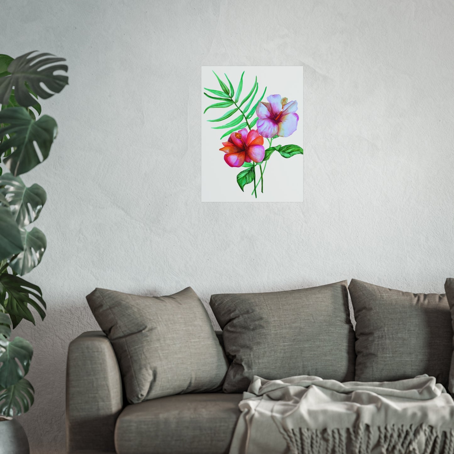 Tropical Hibiscus Giclée Art Print — Watercolor Floral Wall Art