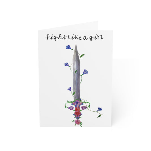 Feminist "Fight Like a Girl" Greeting Cards — Empowering Women's Rights & Strength (Pack Options)