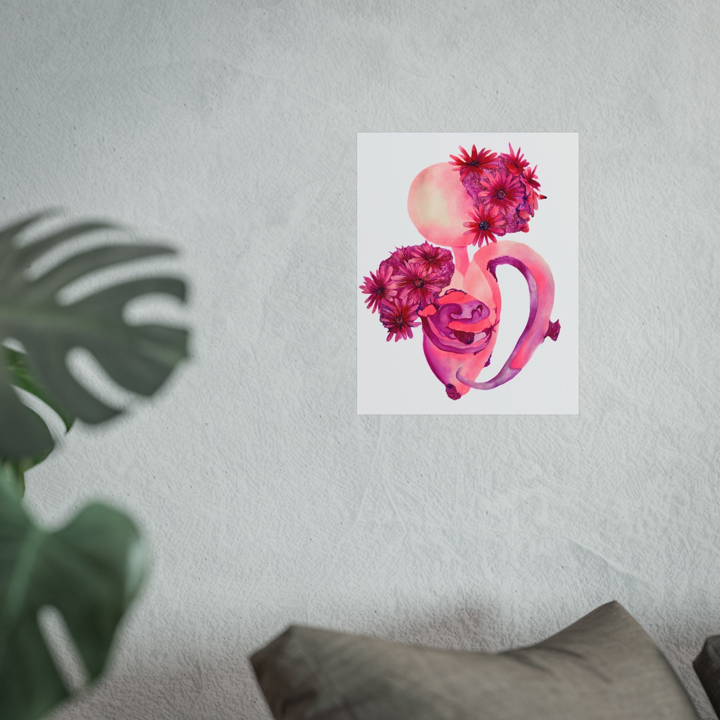 Pink Floral "Femininity Rising"  Giclée Art Print — Watercolor Abstract