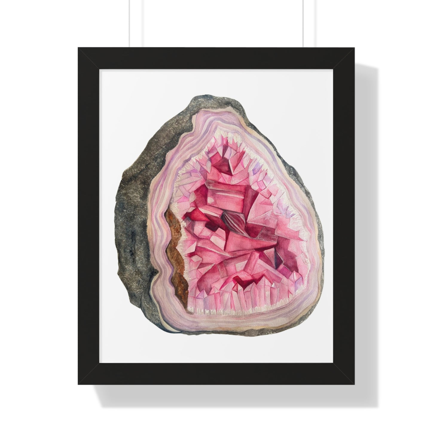 Pink Geode Art Print — Framed Print