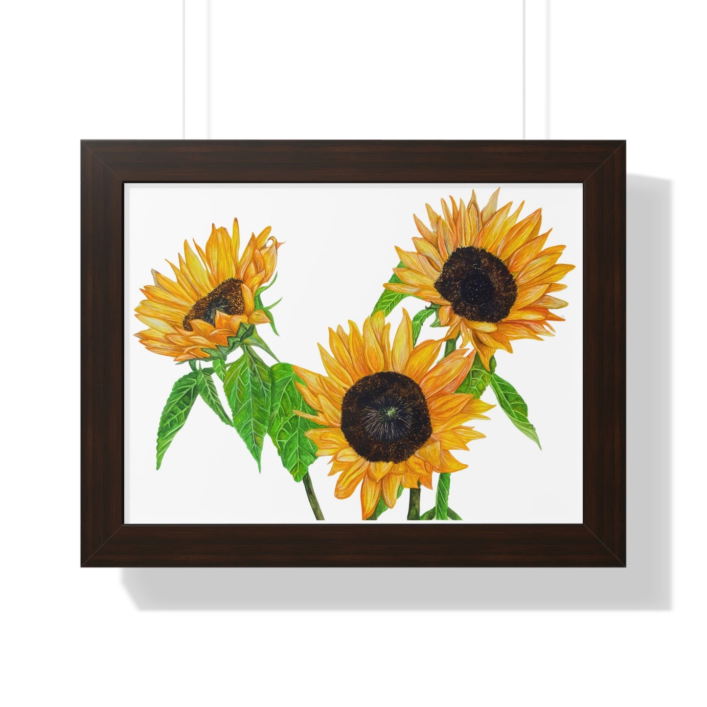 Sunflower Watercolor Framed Print — Bright Botanical Wall Art