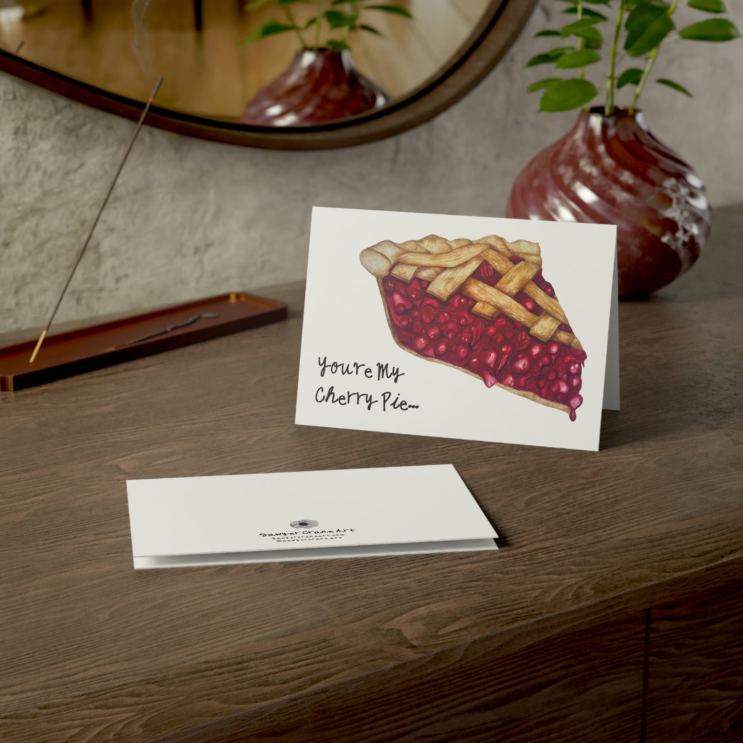Funny 'You're My Cherry Pie' Greeting Cards — Humorous Song Lyric Note Cards (Pack Options)