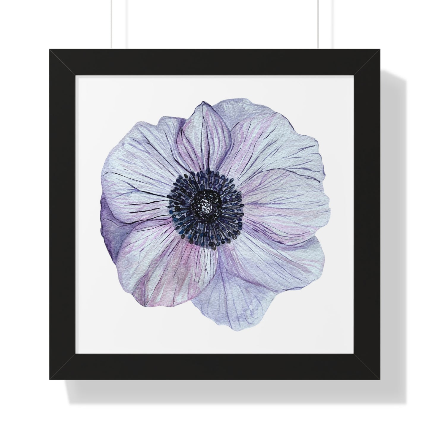 Framed Floral  Print — White Lavender Anemone Wall Art