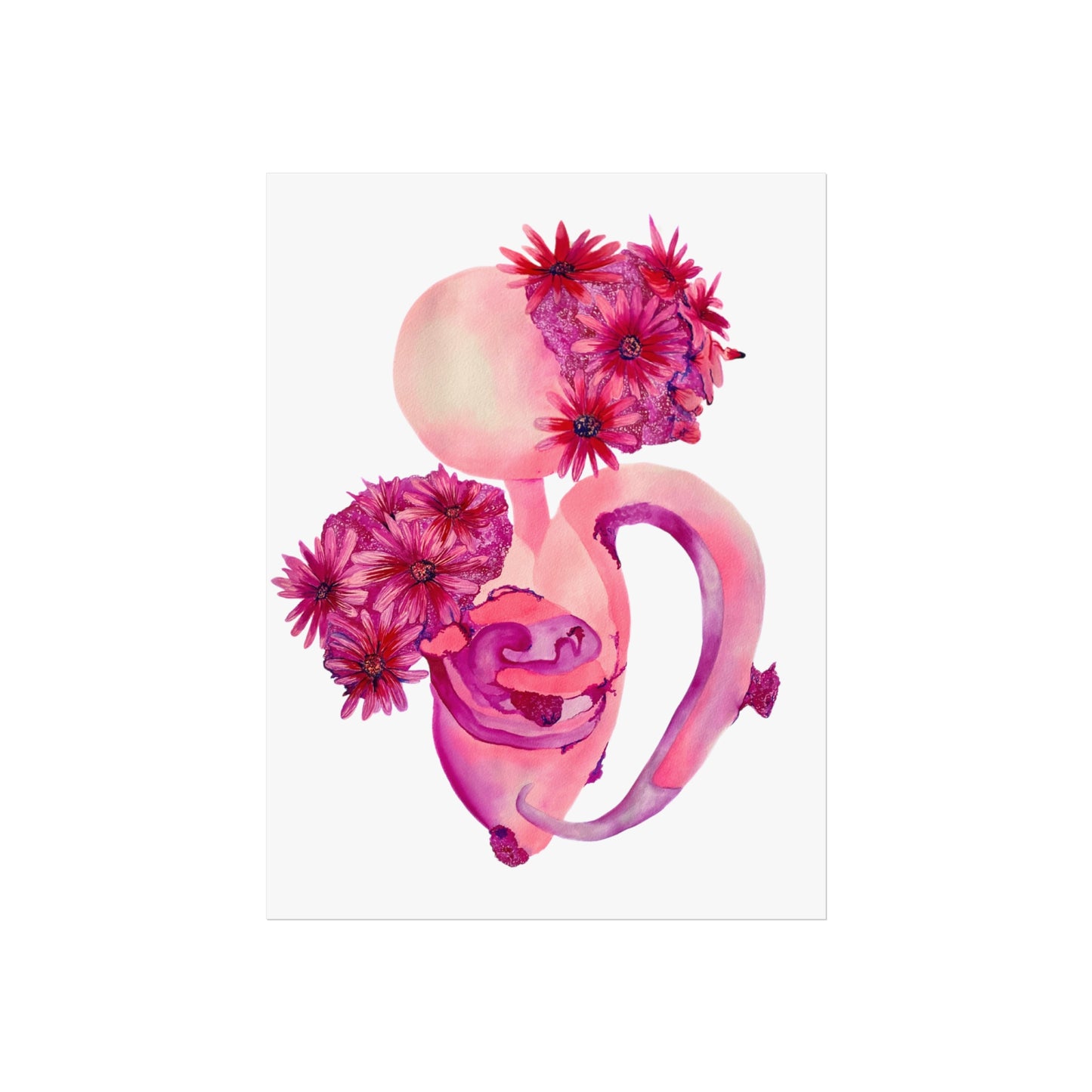 Pink Floral "Femininity Rising"  Giclée Art Print — Watercolor Abstract