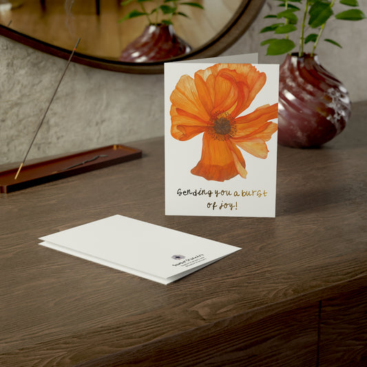 Burst of Joy Poppy Wildflower Greeting Card Handpainted Watercolor