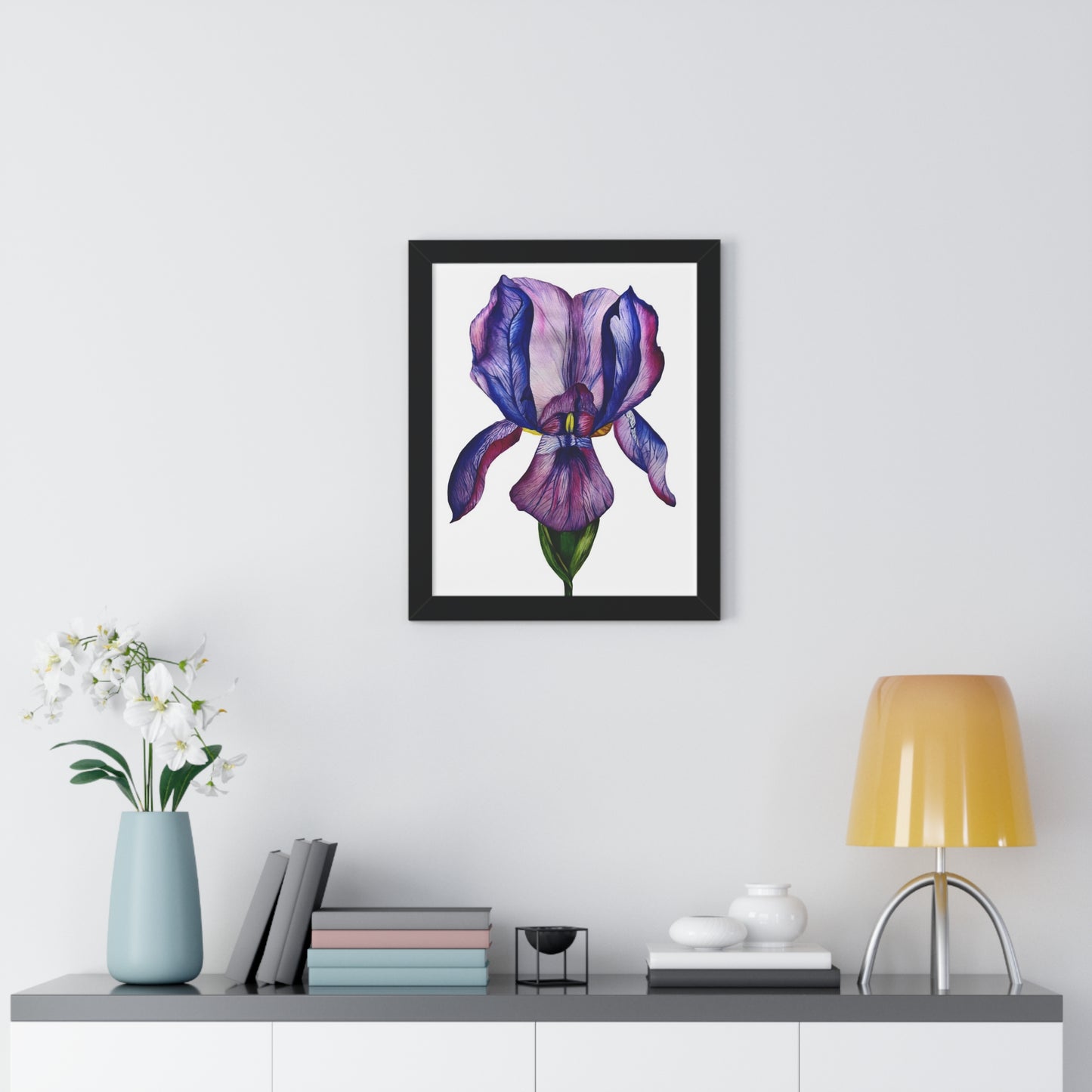 Framed — Purple Iris Botanical Art Print