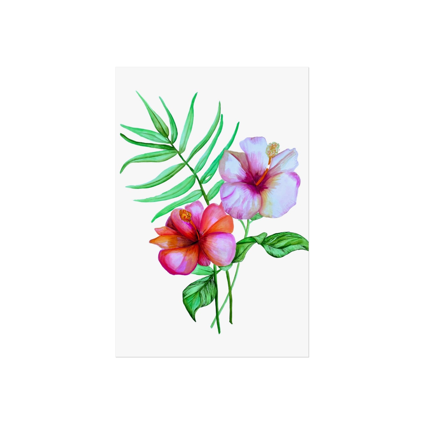 Tropical Hibiscus Giclée Art Print — Watercolor Floral Wall Art
