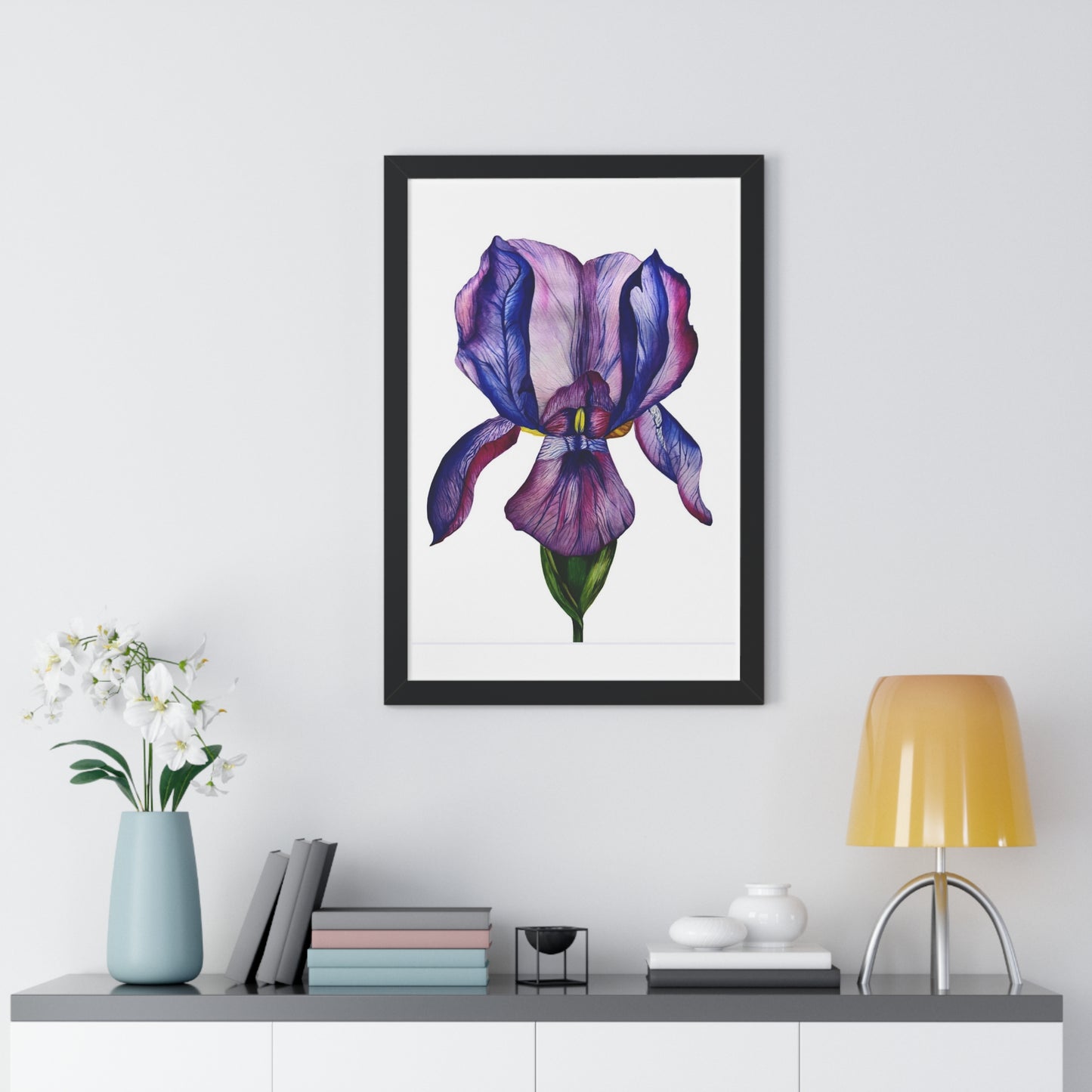 Framed — Purple Iris Botanical Art Print