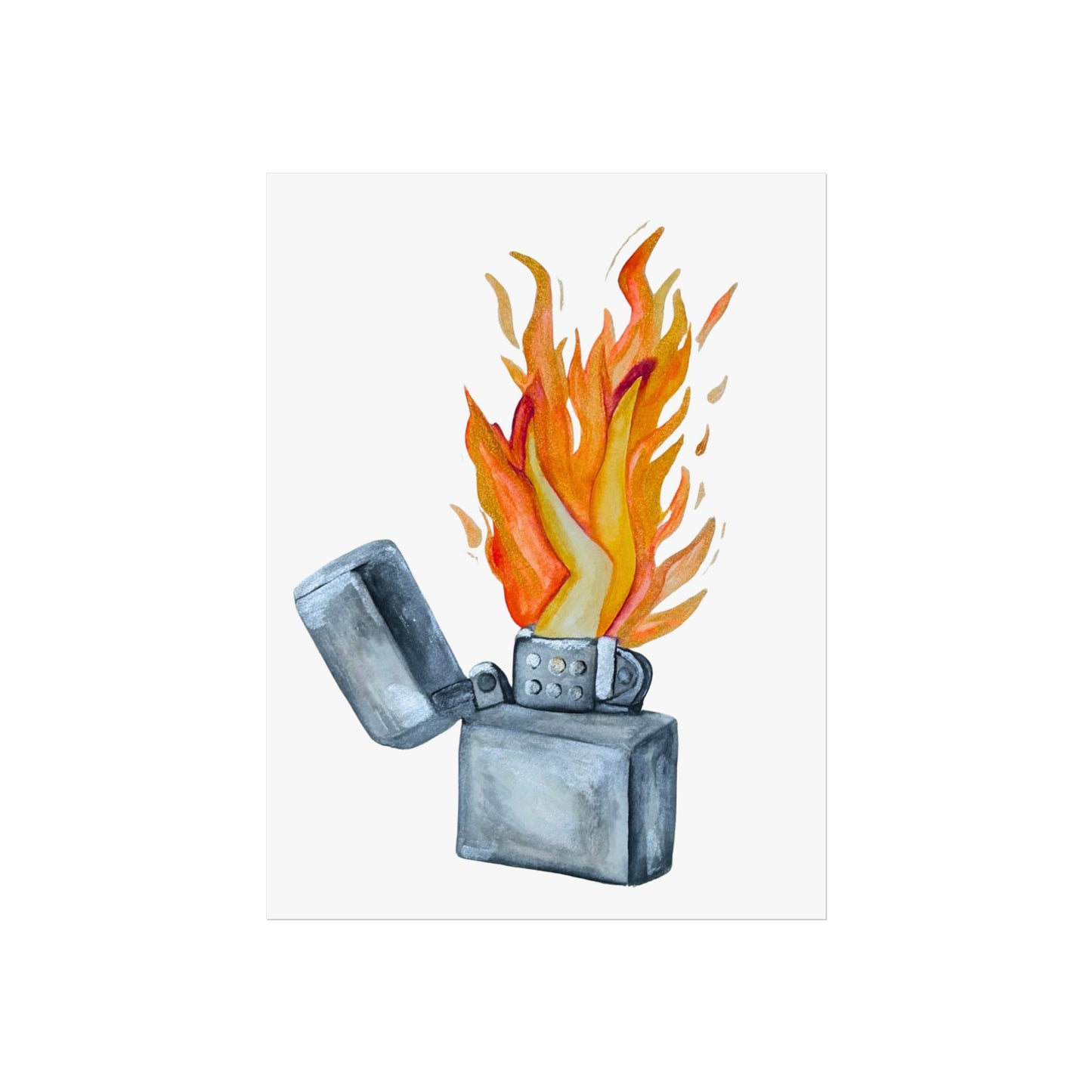 Lighter Legs Flame Giclée Art Print — Watercolor Fire Illustration