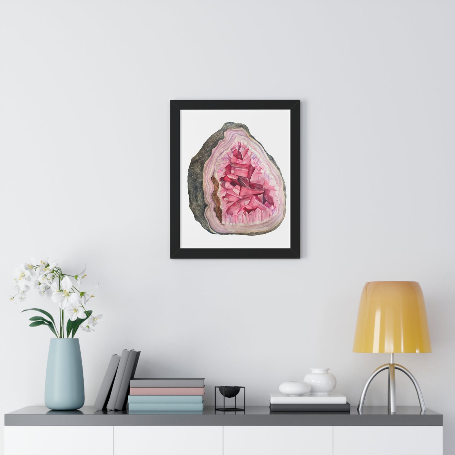 Pink Geode Art Print — Framed Print