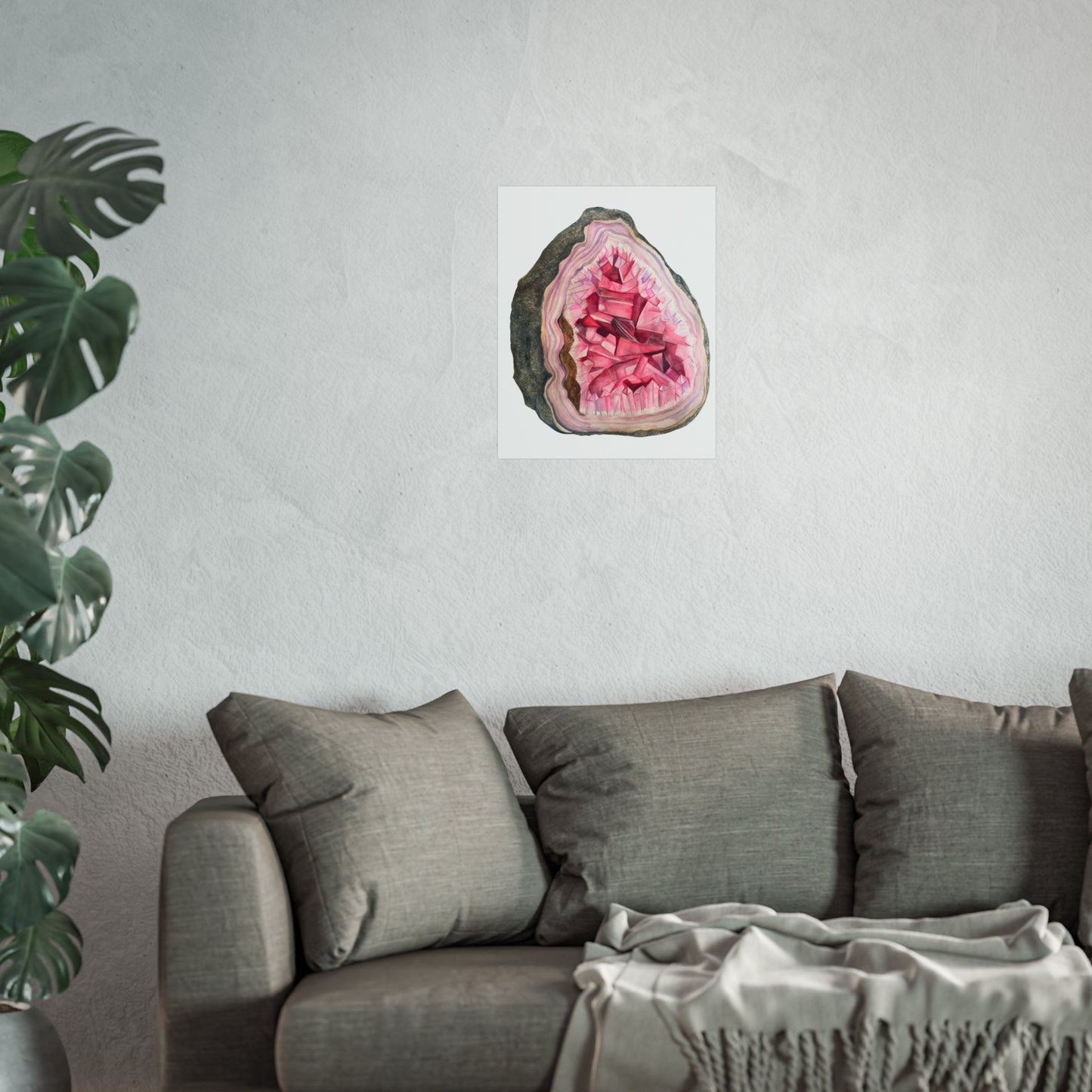 Pink Geode Giclée Art Print — Crystal Wall Art for Home Décor