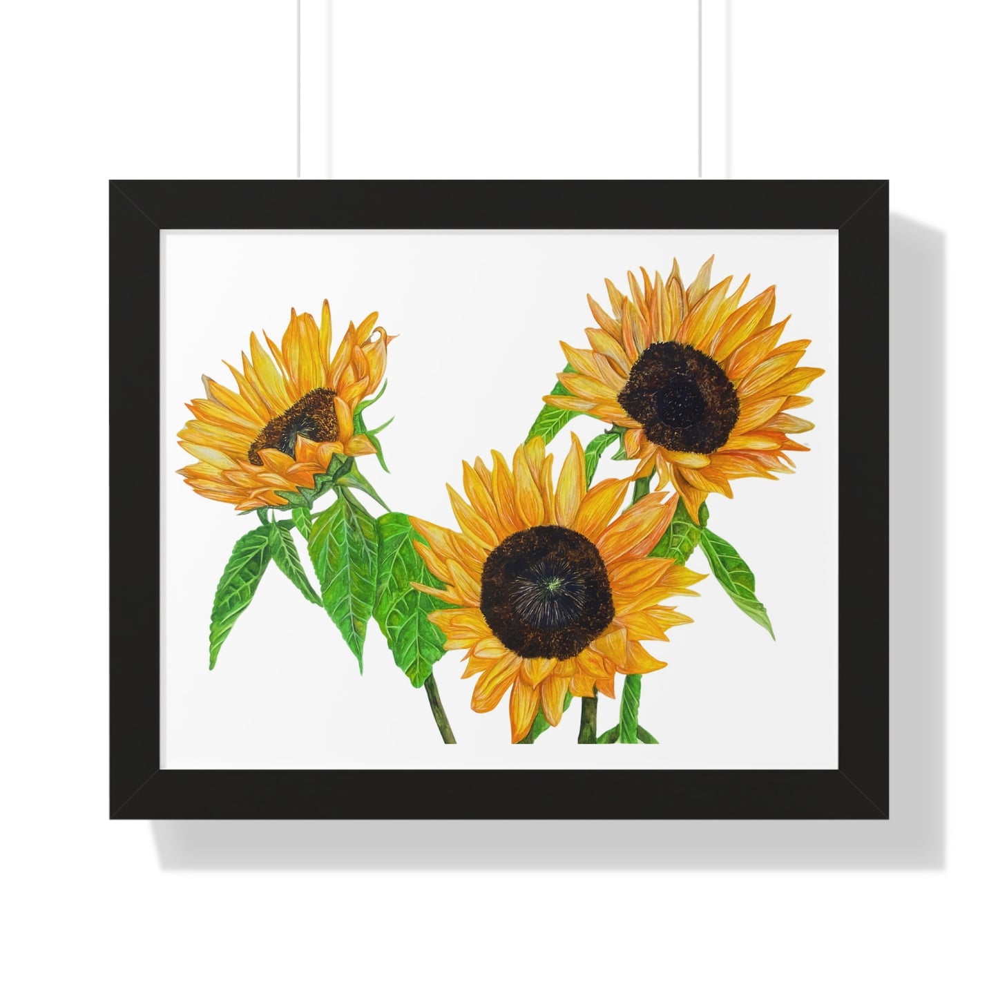 Sunflower Watercolor Framed Print — Bright Botanical Wall Art