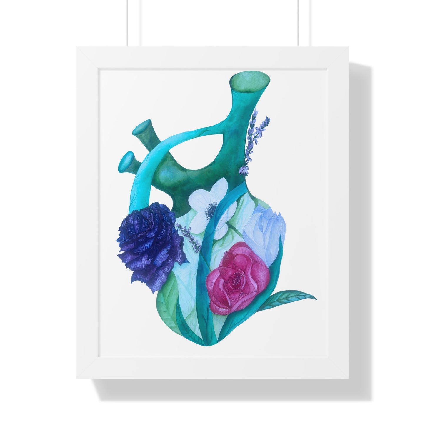 Framed Print — Floral Anatomical Heart Print
